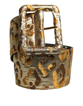 Dolce & Gabbana Gold Spotted Jacquard Fabric Wide Waist Belt